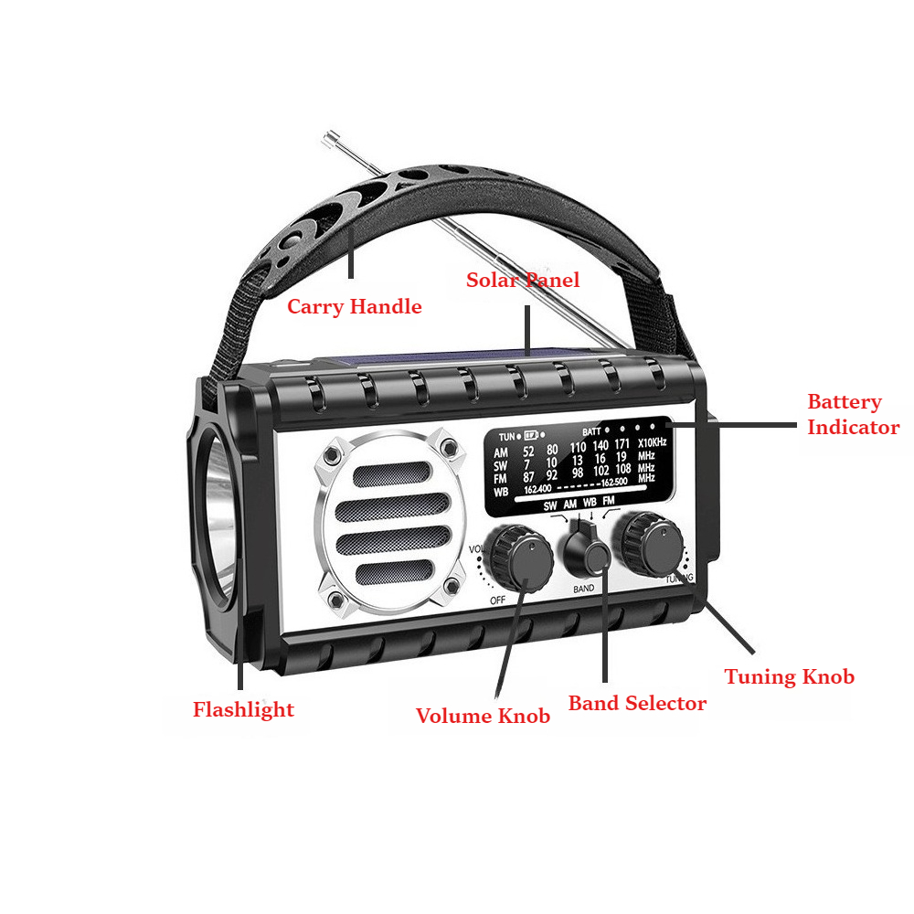 Emergency Radio Solar - 휴대용 태양열 수동 크랭크 비상 라디오