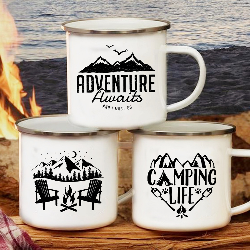 Outdoor Adventure Friends - 모험을 기다리는 캠핑 머그컵 행복한 캠핑족