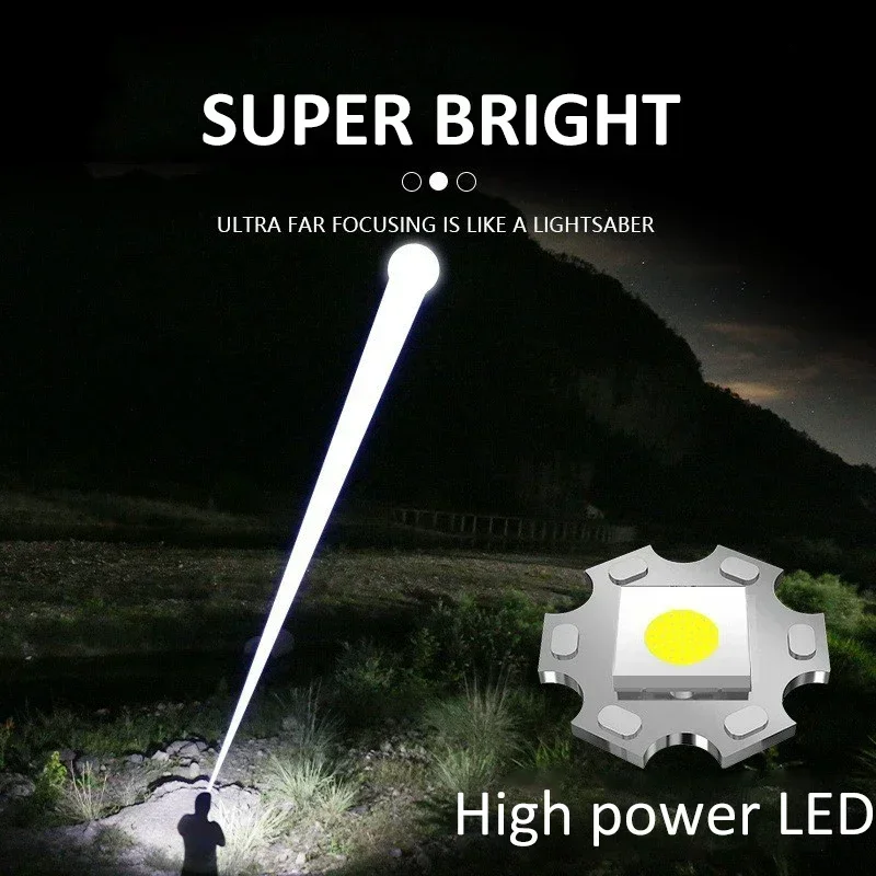 900000LM 강력한 LED 손전등 Type-c 충전 - Outdoor Adventure Hiking 리뷰 및 가격