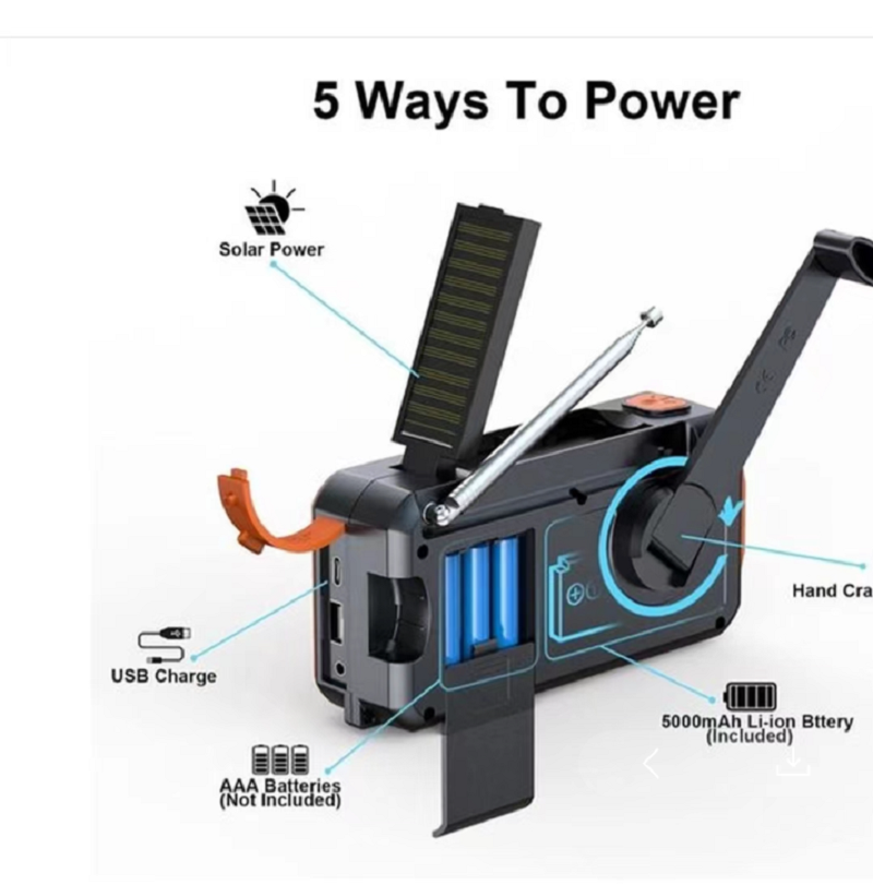 5000mAh 보조베터리를 갖춘 DAB/DAB+/FM  - Emergency Radio Solar 리뷰 및 가격