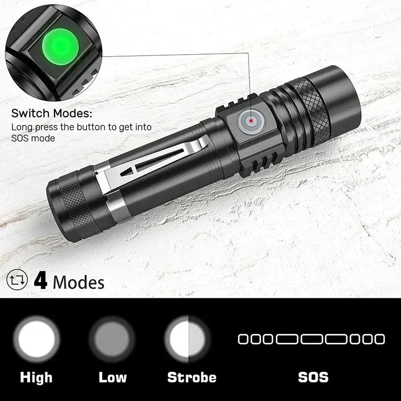 T6 LED 충전식 손전등, 18650 줌이 가능한 토 - Outdoor Adventure Hiking 리뷰 및 가격