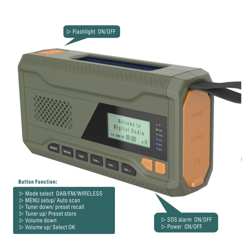 DAB/FM 블루투스 라디오 야외 비상 라디오 4500 - Emergency Radio Solar 리뷰 및 가격